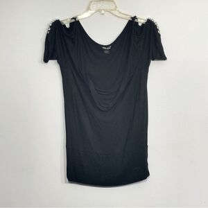 Guess Jeans | Women’s Black Cold Shoulder  Short Sleeve Blouse Top Y2K